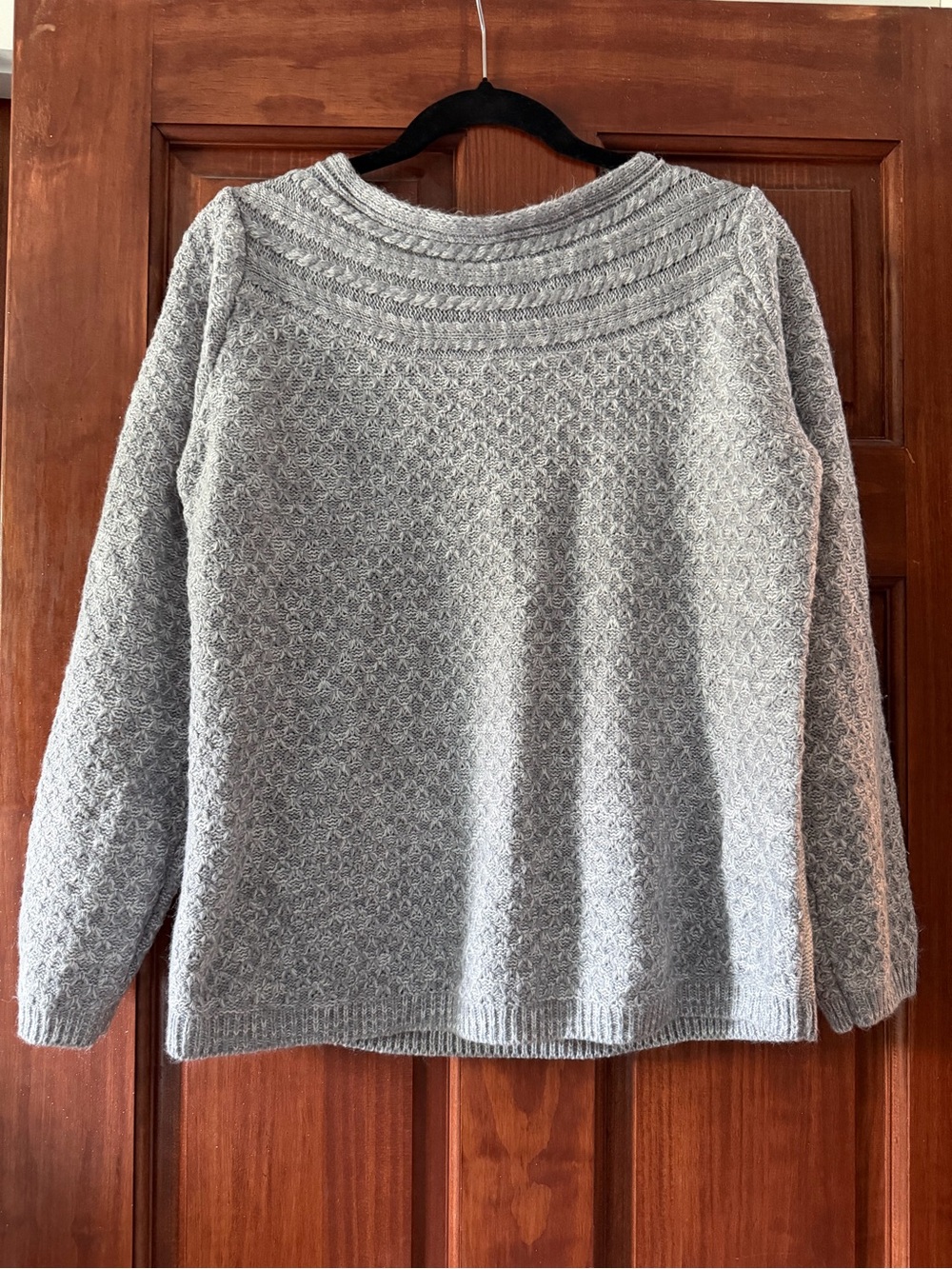 croft & barrow Light Gray Textured Crew Neck Sweater